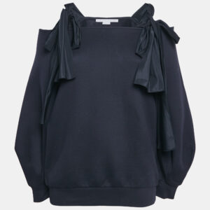 Stella McCartney Navy Blue Jersey Tie-Up Sleeve Blouse S
