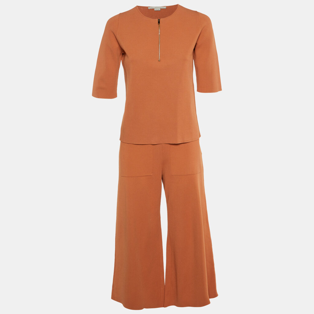 luxury-women-stella-mccartney-used-clothes-p1150039-003 Stella McCartney Brick Brown Jersey Top & Culottes Set XS