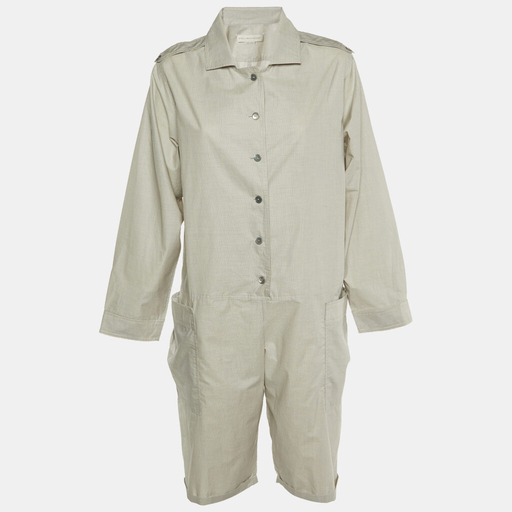 luxury-women-stella-mccartney-used-clothes-p1152123-001 Stella McCartney Light Grey Striped Cotton Playsuit S