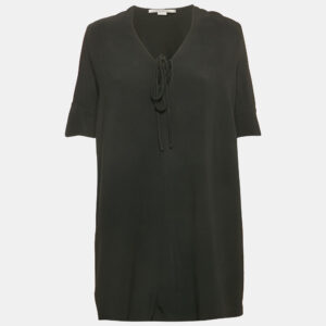 Stella McCartney Black Crepe Tie-Up Detail Mini Dress S