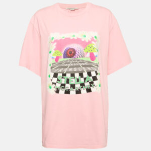 Stella McCartney Pink Printed Cotton Day Tripper Oversized T-Shirt M