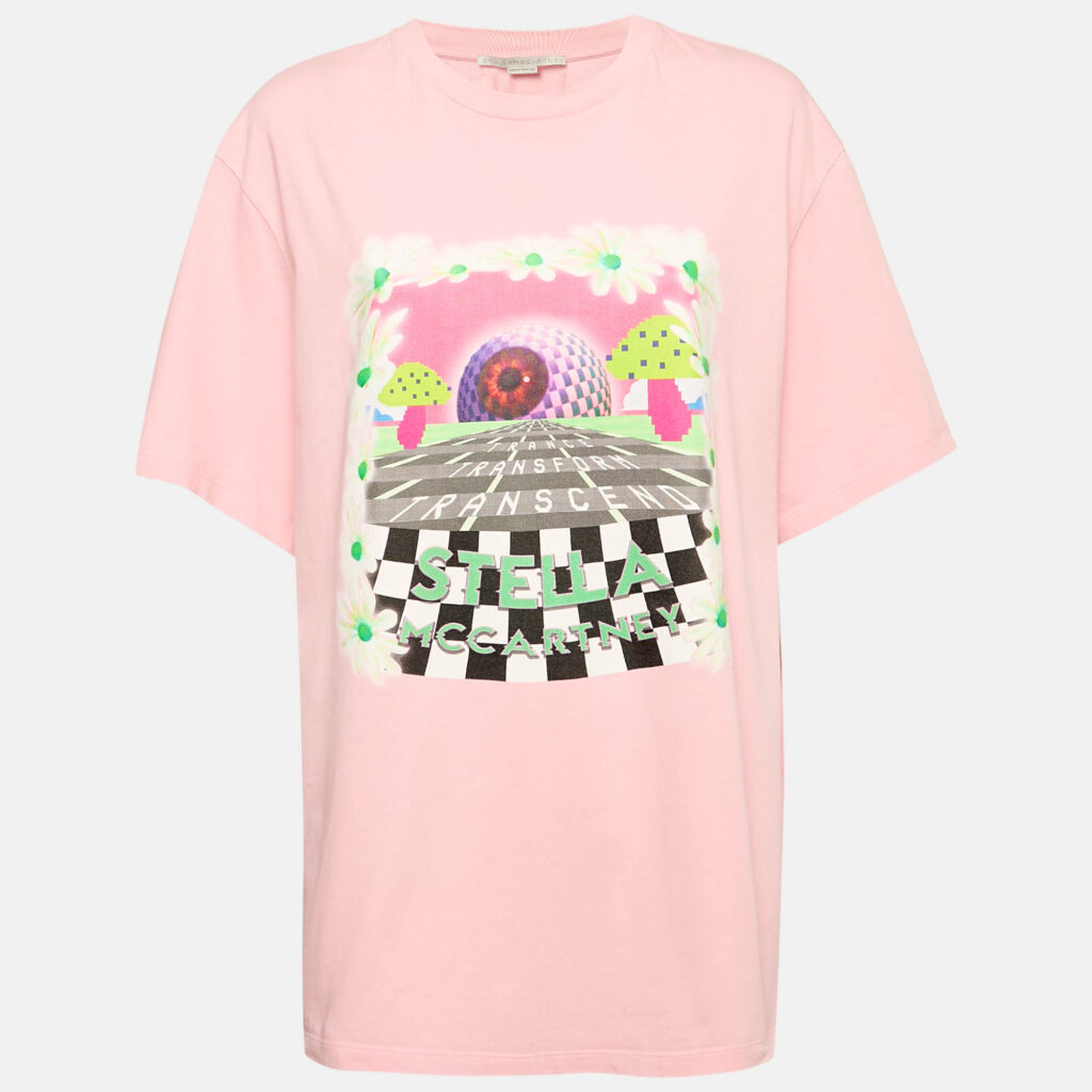 luxury-women-stella-mccartney-used-clothes-p1156616-005 Stella McCartney Pink Printed Cotton Day Tripper Oversized T-Shirt M