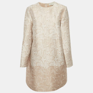 Stella McCartney Beige Snake Pattern Jacquard Short Dress L