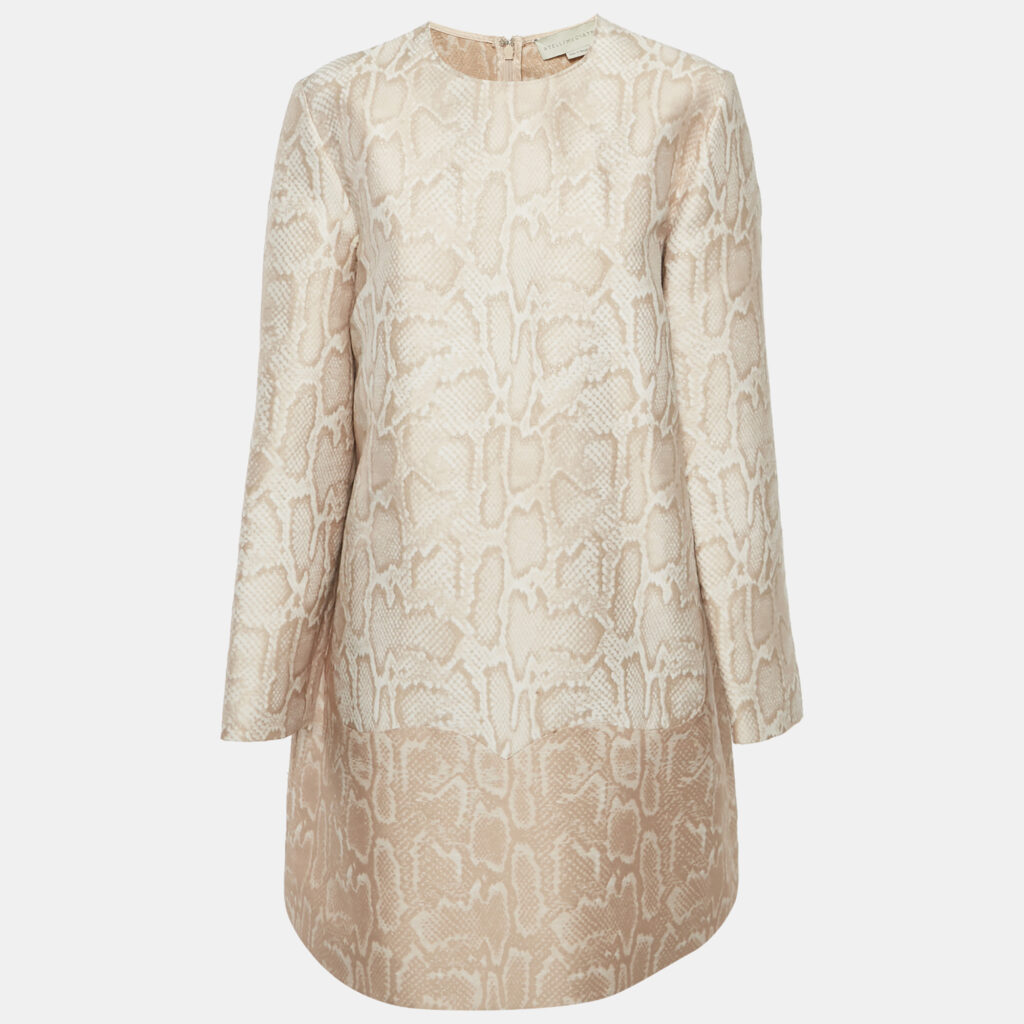 luxury-women-stella-mccartney-used-clothes-p1164281-006 Stella McCartney Beige Snake Pattern Jacquard Short Dress L
