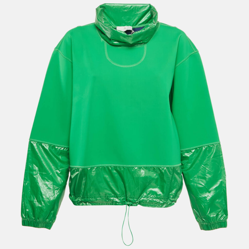 Stella McCartney x Adidas Green Nylon Knit Turtle Neck Sweatshirt M