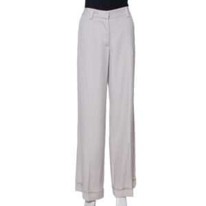 Stella McCartney Ecru Silk Blend Wide Leg Trousers M