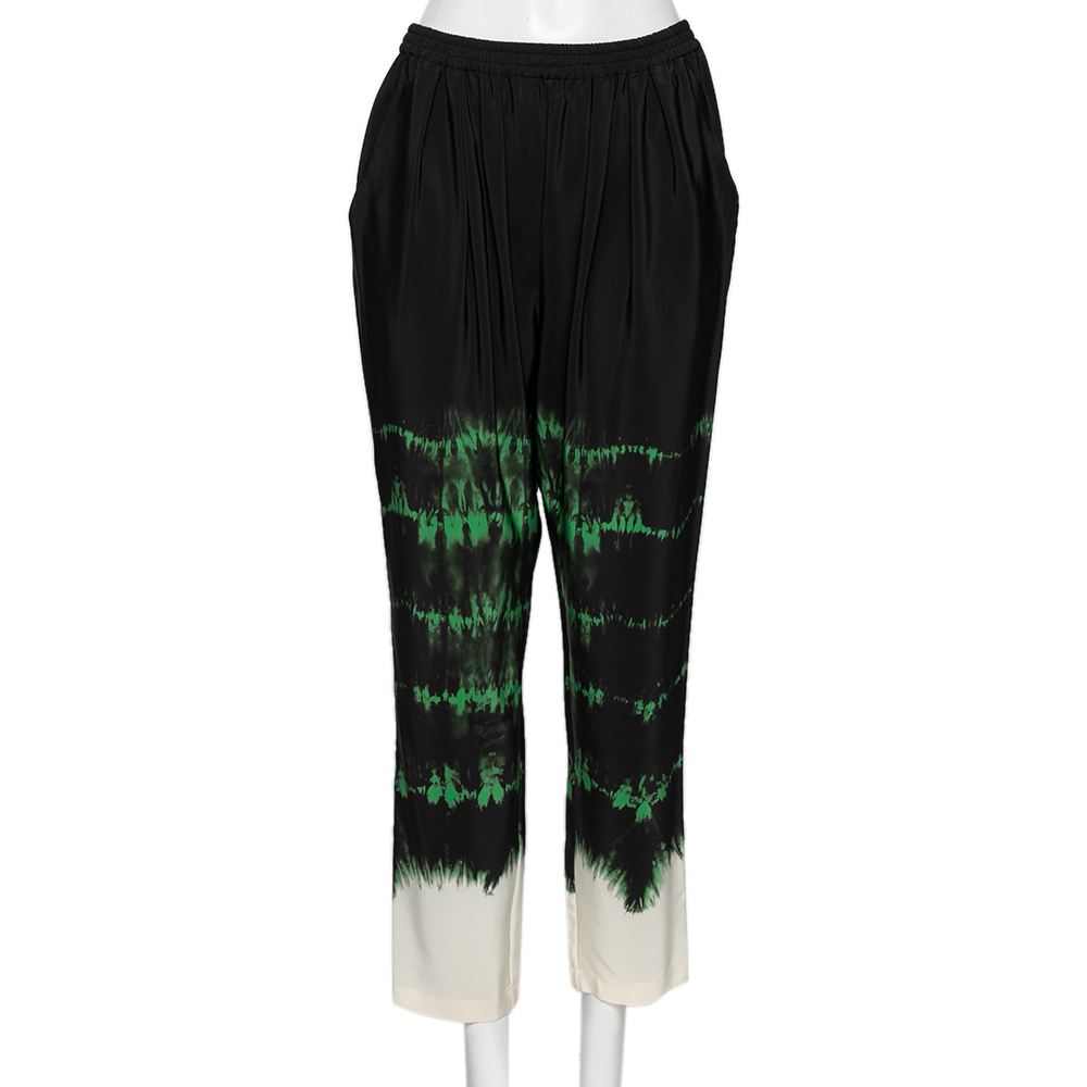 luxury-women-stella-mccartney-used-clothes-p592024-002-2 Stella McCartney Black Tie-Dye Printed Silk Pants M