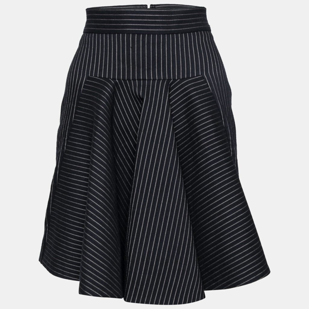 luxury-women-stella-mccartney-used-clothes-p632794-001-1 Stella McCartney Black Cotton Striped Flared Mini Skirt S