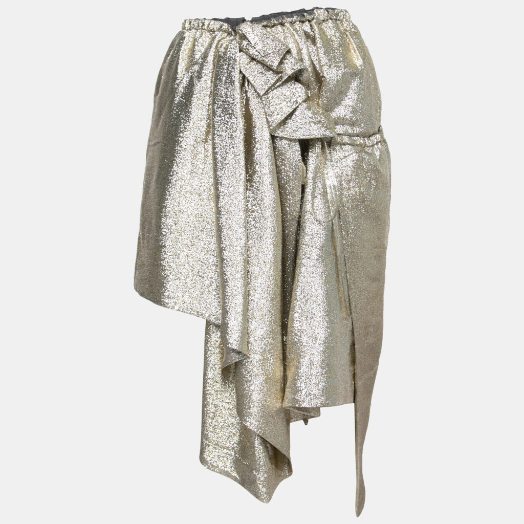 luxury-women-stella-mccartney-used-clothes-p698492-001-1 Stella McCartney Gold Lurex Gathered Brynn Asymmetrical Skirt S