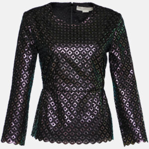 Stella McCartney Black Cutwork Peplum Top S