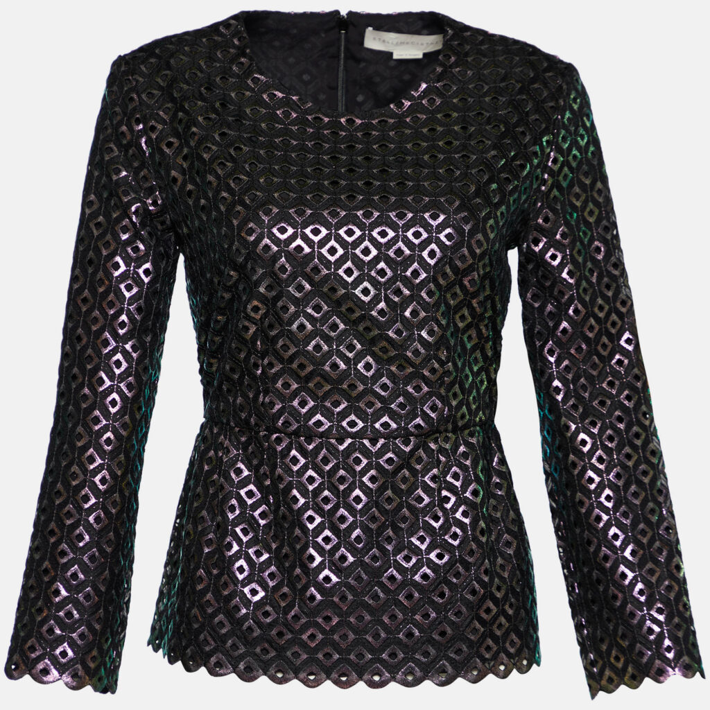 luxury-women-stella-mccartney-used-clothes-p716702-001 Stella McCartney Black Cutwork Peplum Top S