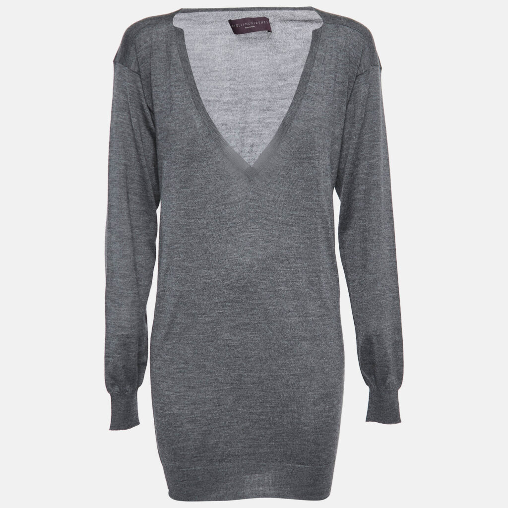 luxury-women-stella-mccartney-used-clothes-p770696-002 Stella McCartney Grey Knit Long Sleeve V Neck Sweater S