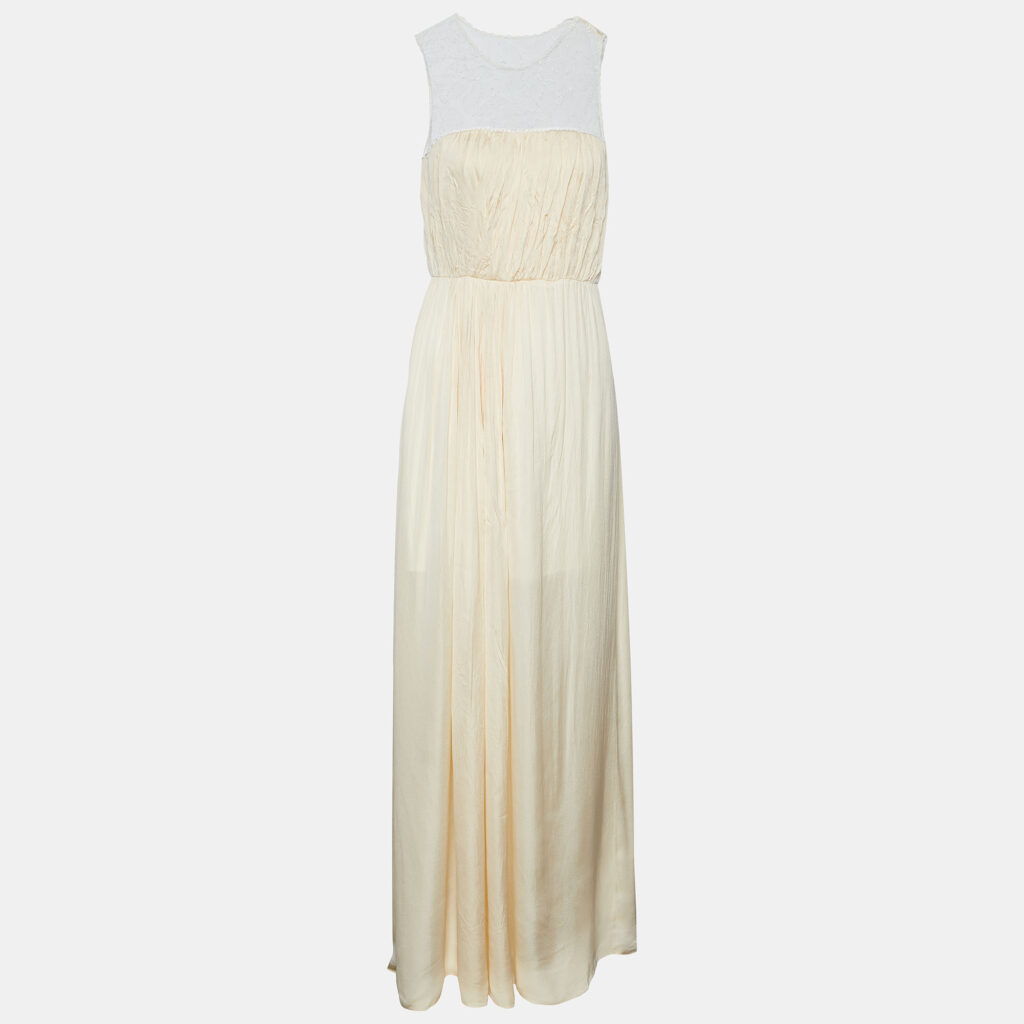 luxury-women-stella-mccartney-used-clothes-p803090-001 Stella McCartney Cream Silk & Lace Sleeveless Maxi Dress M
