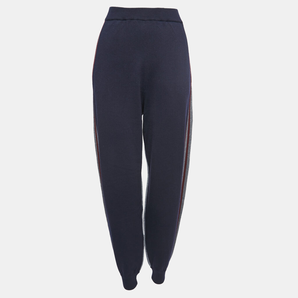 luxury-women-stella-mccartney-used-clothes-p810956-001 Stella McCartney Navy Blue/Grey Wool Knit Jogger Pants S