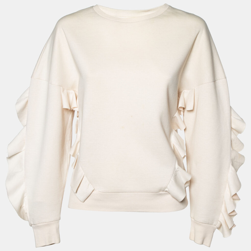 luxury-women-stella-mccartney-used-clothes-p832282-001 Stella McCartney Cream Cotton Knit Flounce trim Sweatshirt S