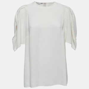 Stella McCartney Ivory Crepe Slit Sleeve Detail Blouse L