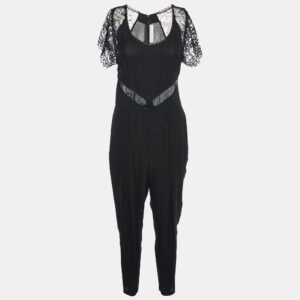 Stella McCartney Black Lace & Georgette Jumpsuit M