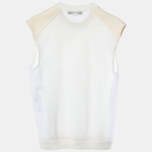 Stella McCartney Cream Patterned Knit Sleeveless Sweater M