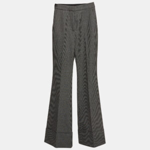 Stella McCartney Monochrome Wool and Cotton Flared Bottom Trousers XXS
