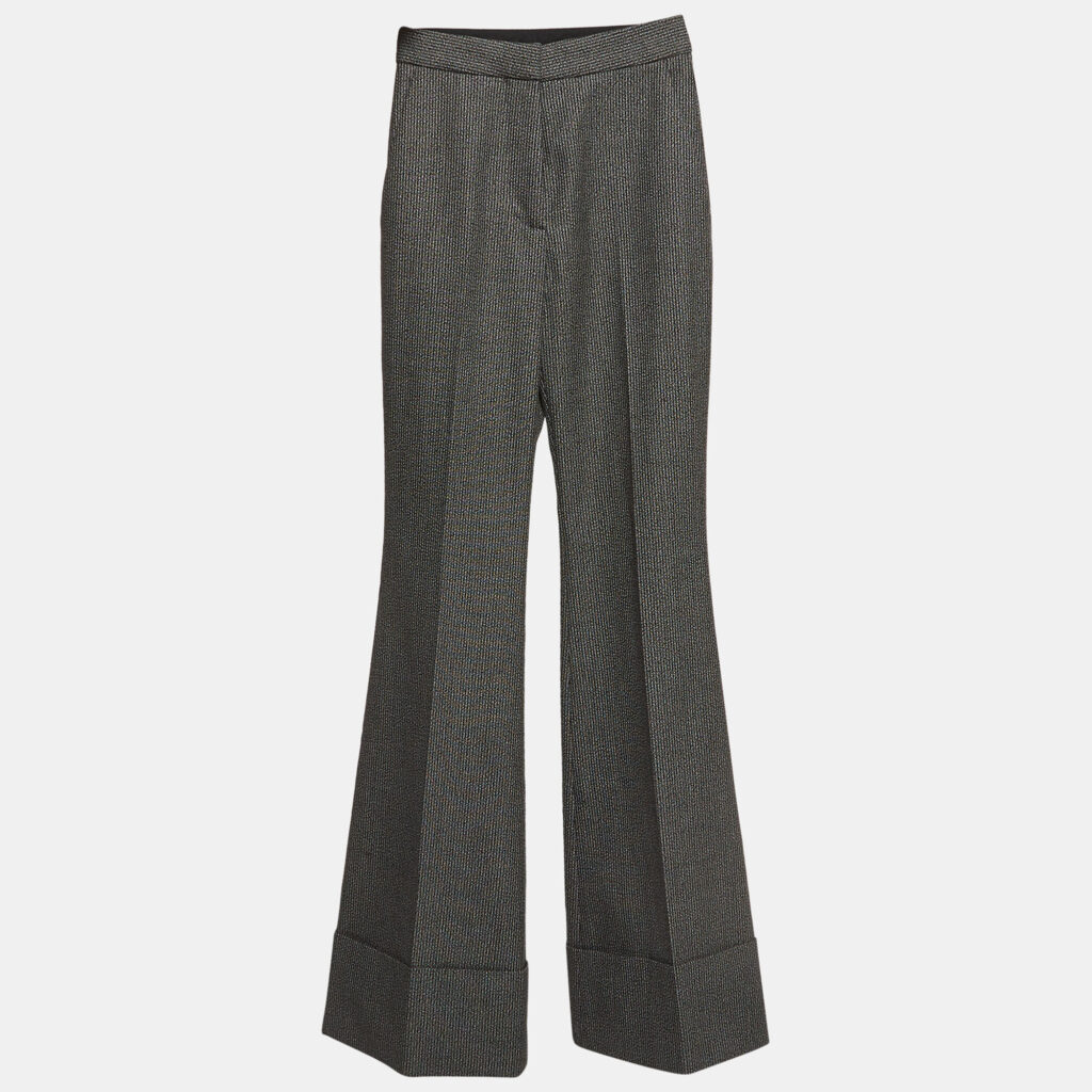 luxury-women-stella-mccartney-used-clothes-p933464-005 Stella McCartney Monochrome Wool and Cotton Flared Bottom Trousers XXS