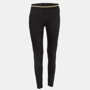 Stella McCartney Black Stretch Knit Waist Detail Skinny Pants M