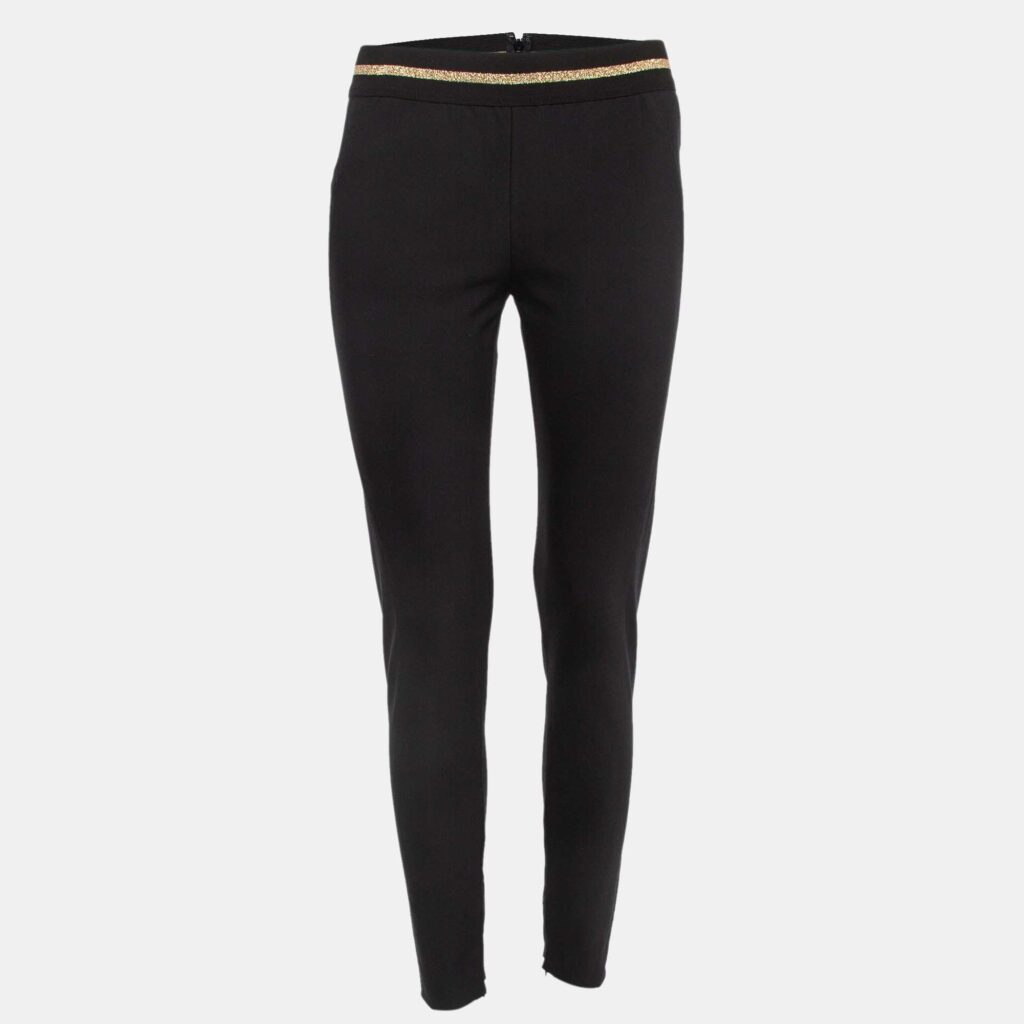 luxury-women-stella-mccartney-used-clothes-p952087-002 Stella McCartney Black Stretch Knit Waist Detail Skinny Pants M