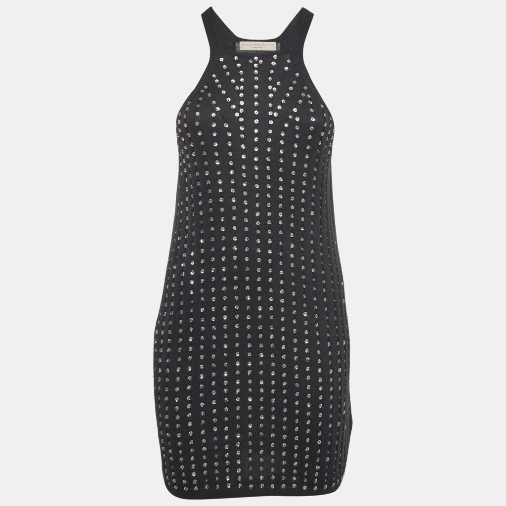 luxury-women-stella-mccartney-used-clothes-p989304-001 Stella McCartney Black Embellished Cotton Knit Mini Tank Dress S