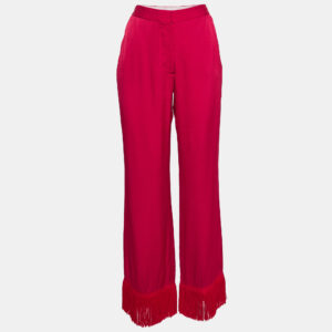 Stella McCartney Pink Satin Tassels Detail Trousers S
