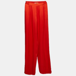 Stella McCartney Red Satin Straight Leg Trousers M