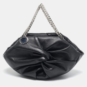 Stella McCartney Black Faux Leather Falabella Double Chain Shoulder Bag
