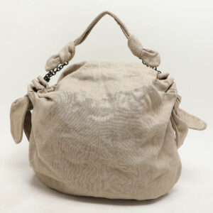 Stella McCartney Metallic Beige/Gold Jute Bow Hobo