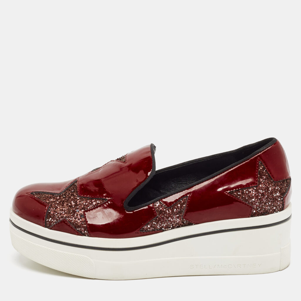 luxury-women-stella-mccartney-used-shoes-p1091838-001 Stella McCartney Red Faux Patent Leather Binx Star Sneakers Size 40