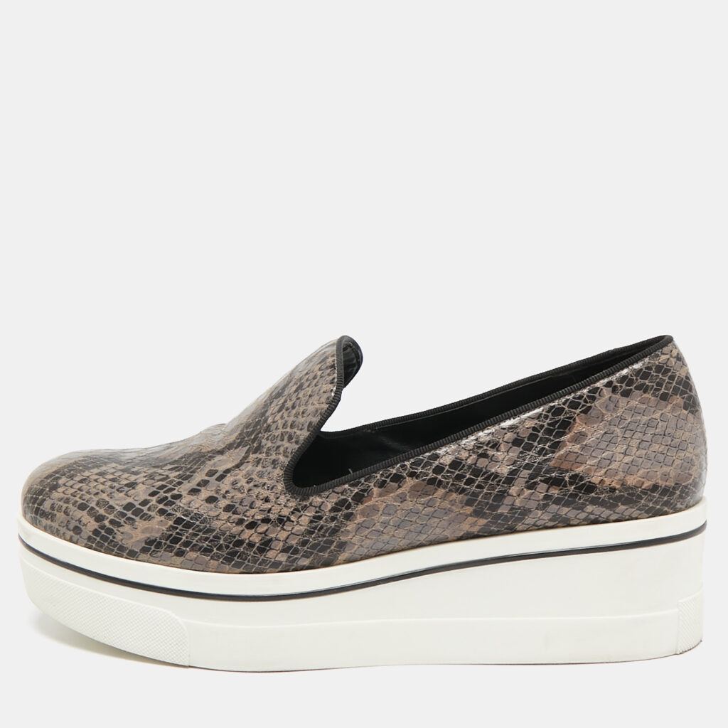 luxury-women-stella-mccartney-used-shoes-p1091880-001 Stella McCartney Brown Faux Python Leather Binx Sneakers Size 41
