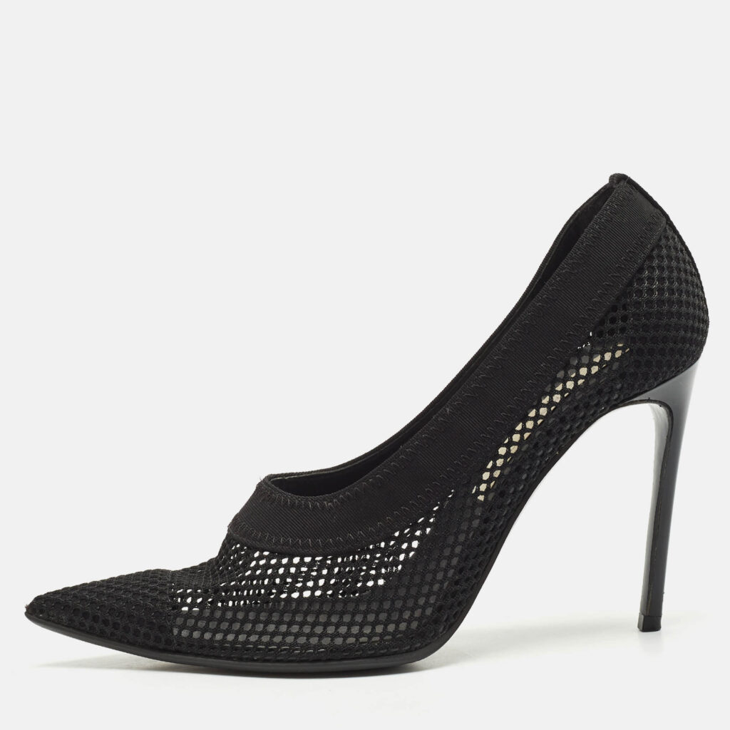 Stella McCartney Black Knit Mesh Pointed Toe Pumps Size 36