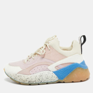 Stella McCartney Multicolor Faux Leather and Faux Suede Eclypse Lace Up Sneakers Size 39