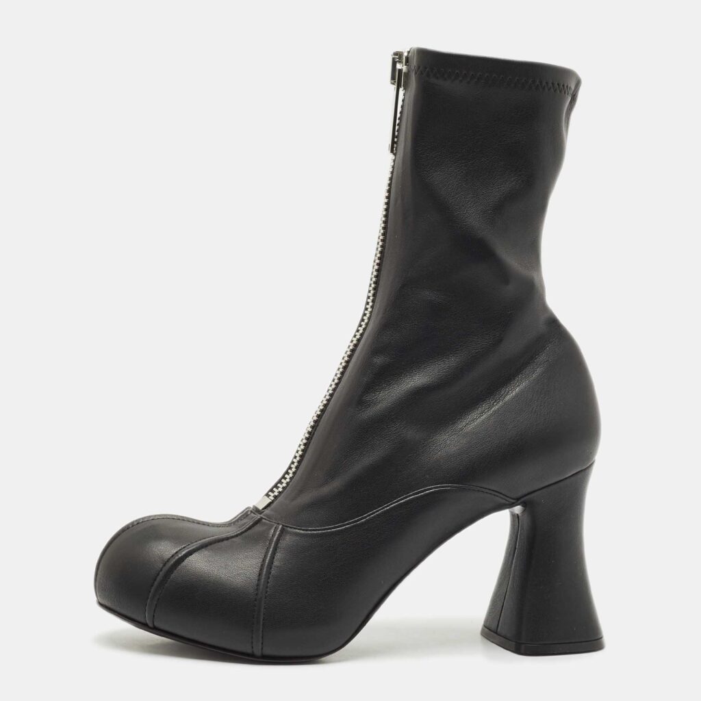 luxury-women-stella-mccartney-used-shoes-p1170325-003 Stella McCartney Black Faux Leather Groove Ankle Boots Size 41