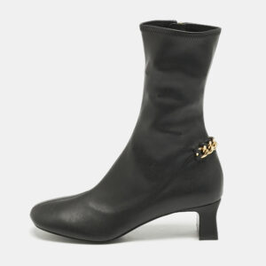 Stella McCartney Black Faux Leather Falabella Ankle Length Boots Size 36