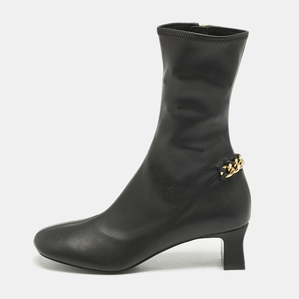 luxury-women-stella-mccartney-used-shoes-p1170333-001 Stella McCartney Black Faux Leather Falabella Ankle Length Boots Size 36