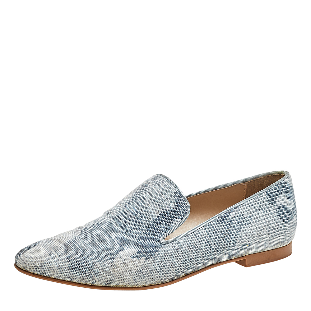 luxury-women-stella-mccartney-used-shoes-p604268-006-1 Stella McCartney Blue Camo Print Canvas Smoking Slippers Size 38