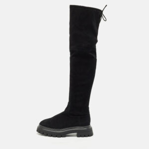 Stuart Weitzman Black Suede Bedforland Over The Knee Boots Size 38.5