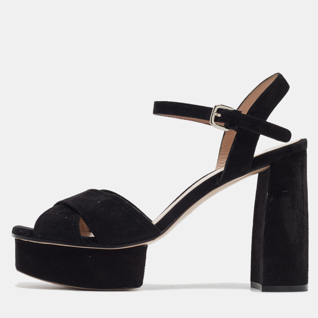 luxury-women-stuart-weitzman-used-shoes-p1024878-001 Stuart Weitzman Black Suede Ankle Strap Sandals 41.5