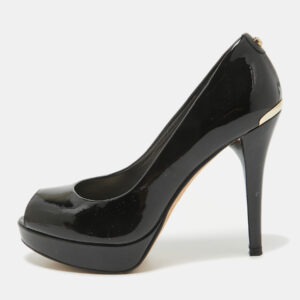 Stuart Weitzman Black Patent Leather Peep Toe Pumps Size 36