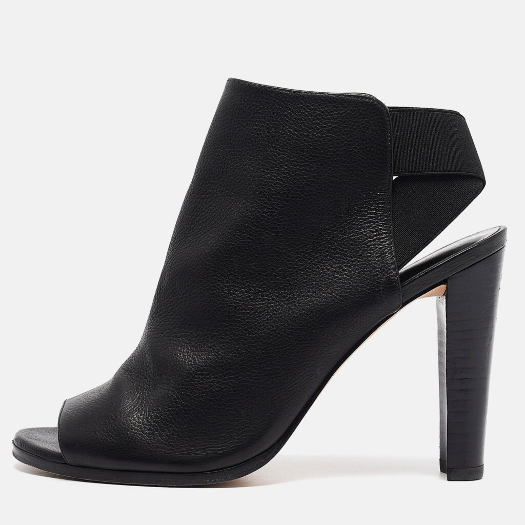 Stuart Weitzman Black Leather Cutout Elastic Booties Size 39