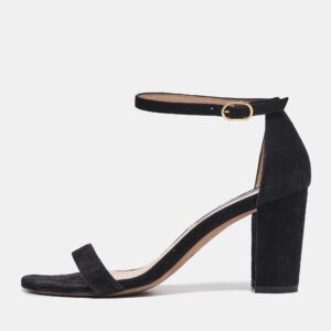 Stuart Weitzman Black Suede Nearlynude Sandals Size 37.5