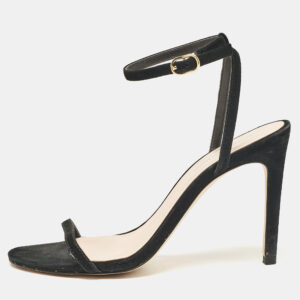 Stuart Weitzman Black Suede Ankle Strap Sandals Size 37.5