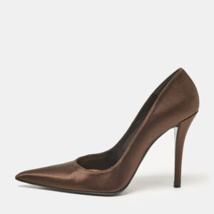 Stuart Weitzman Dark Brown Satin Pointed Toe Pumps Size 38.5