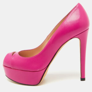 Stuart Weitzman Pink Leather Peep Toe Platform Pumps Size 36