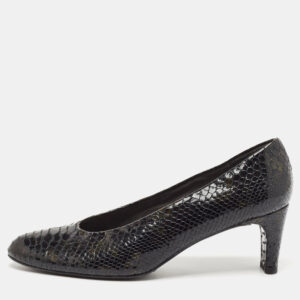Stuart Weitzman Black Croc Embossed Patent Leather Pumps Size 41