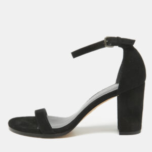 Stuart Weitzman Black Suede Bambina Ankle Strap Sandals Size 36