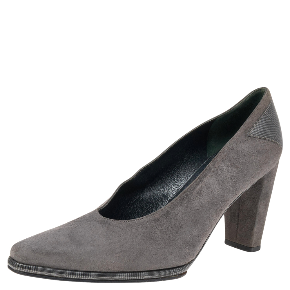 luxury-women-stuart-weitzman-used-shoes-p563930-006-2 Stuart Weitzman Grey Suede Pumps Size 38.5